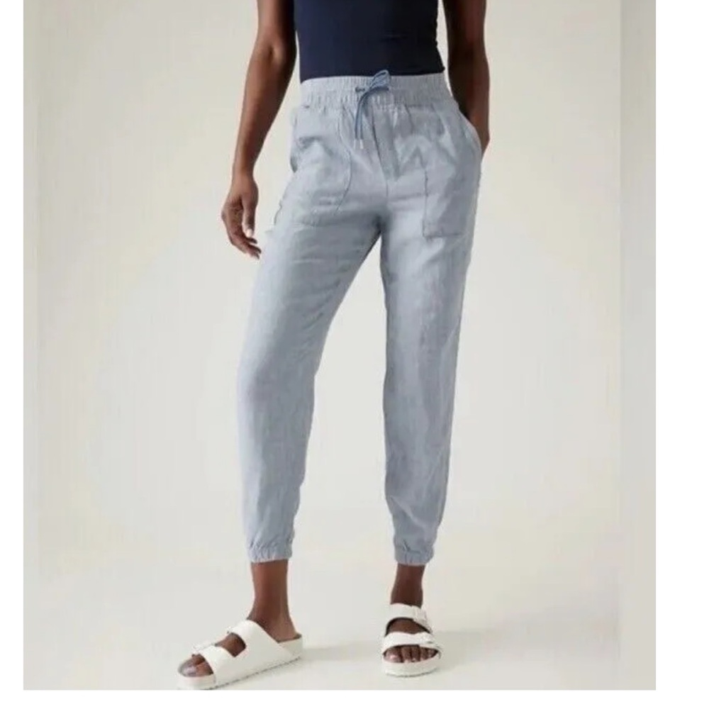 Athleta retreat linen jogger blue chambray size 4 petite